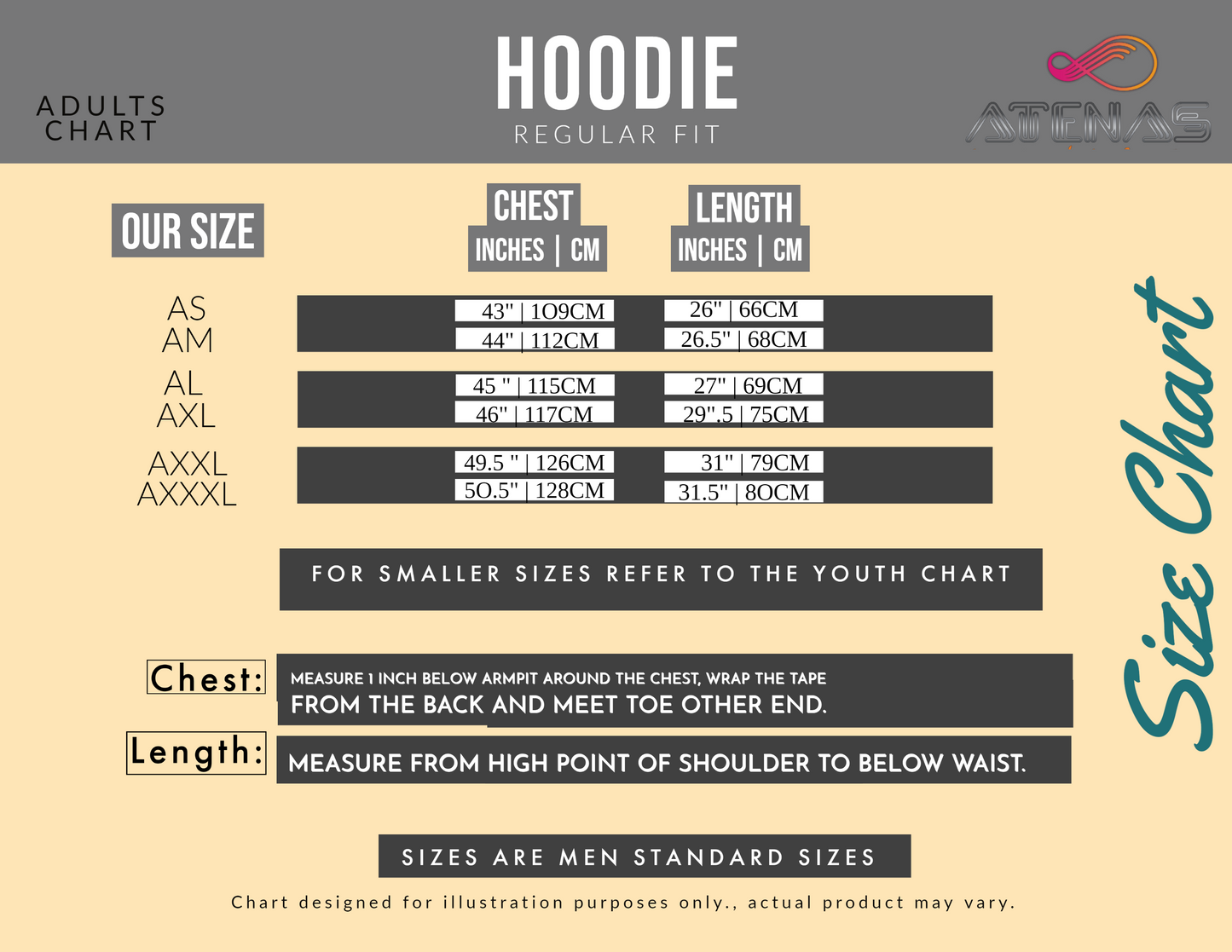 Size Chart Hoodies Adult