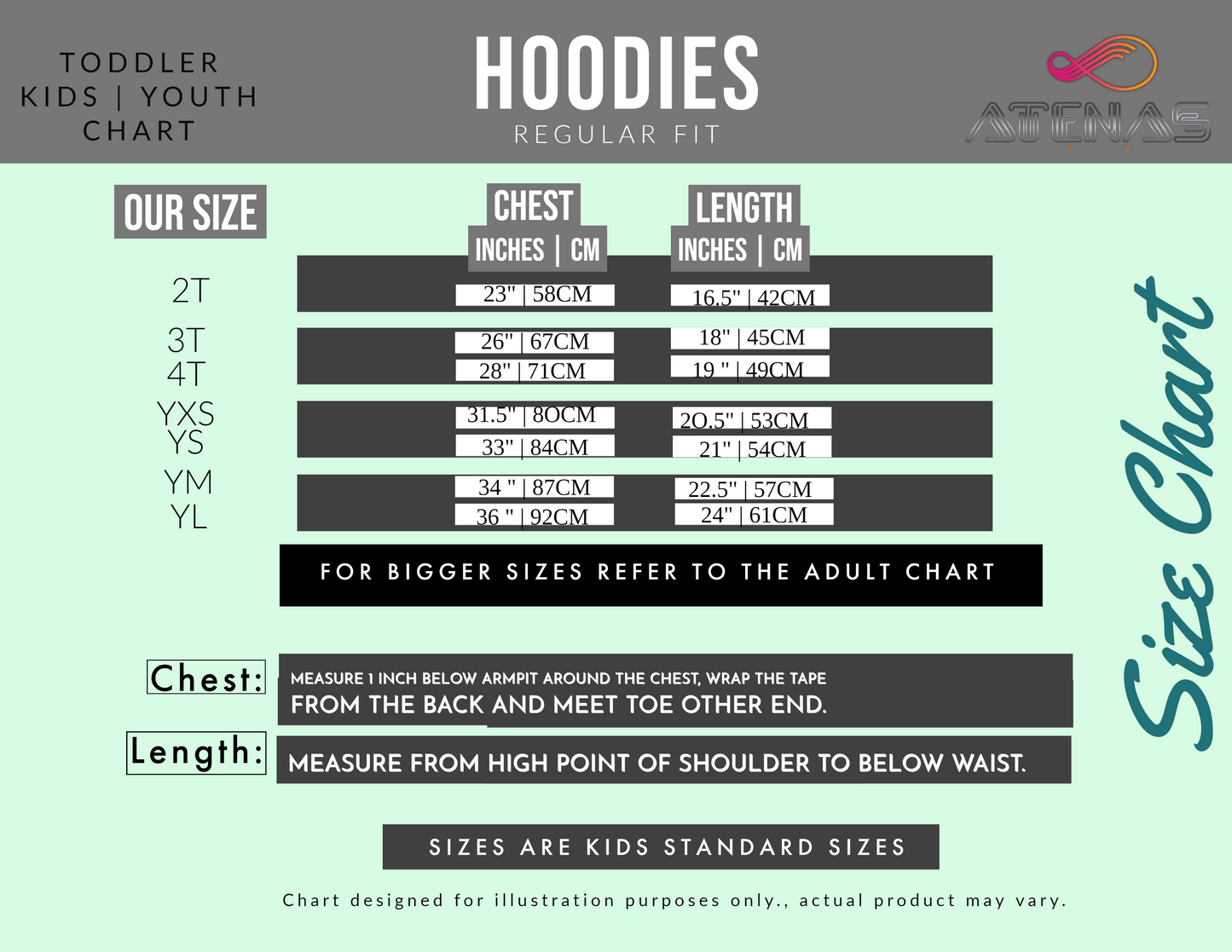 Size Chart Hoodies Kids