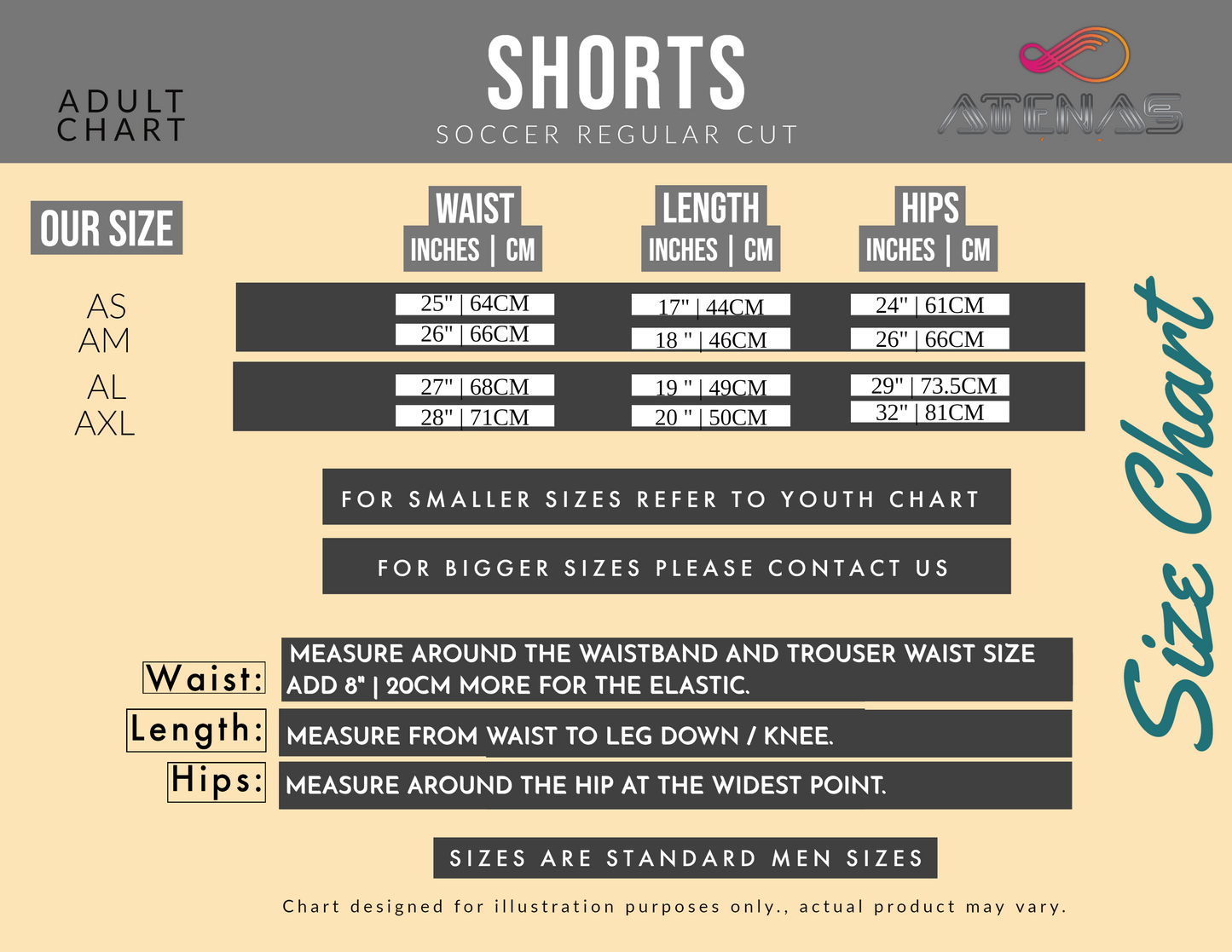 Shorts Chart Adult sizes