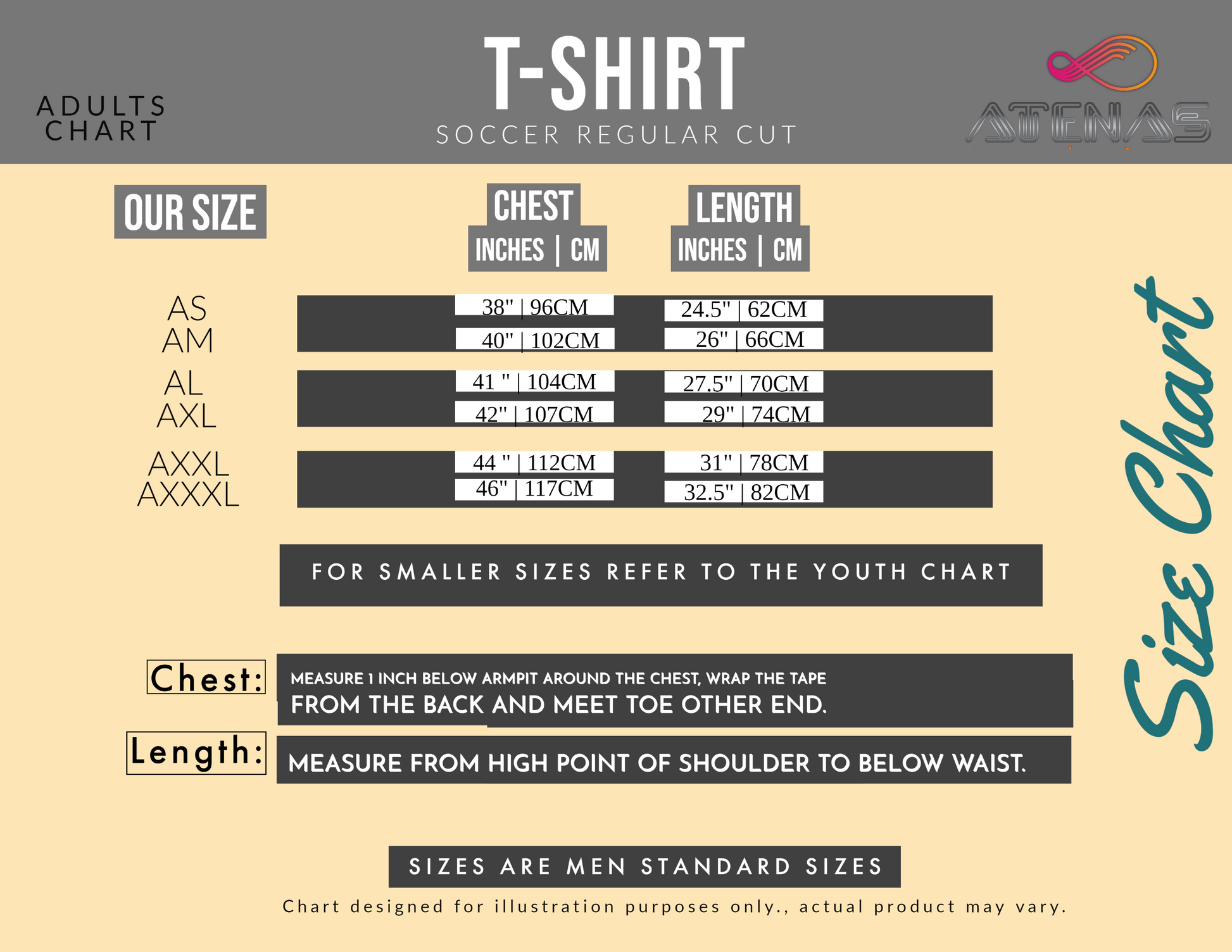 T-shirts Size Chart Adult 