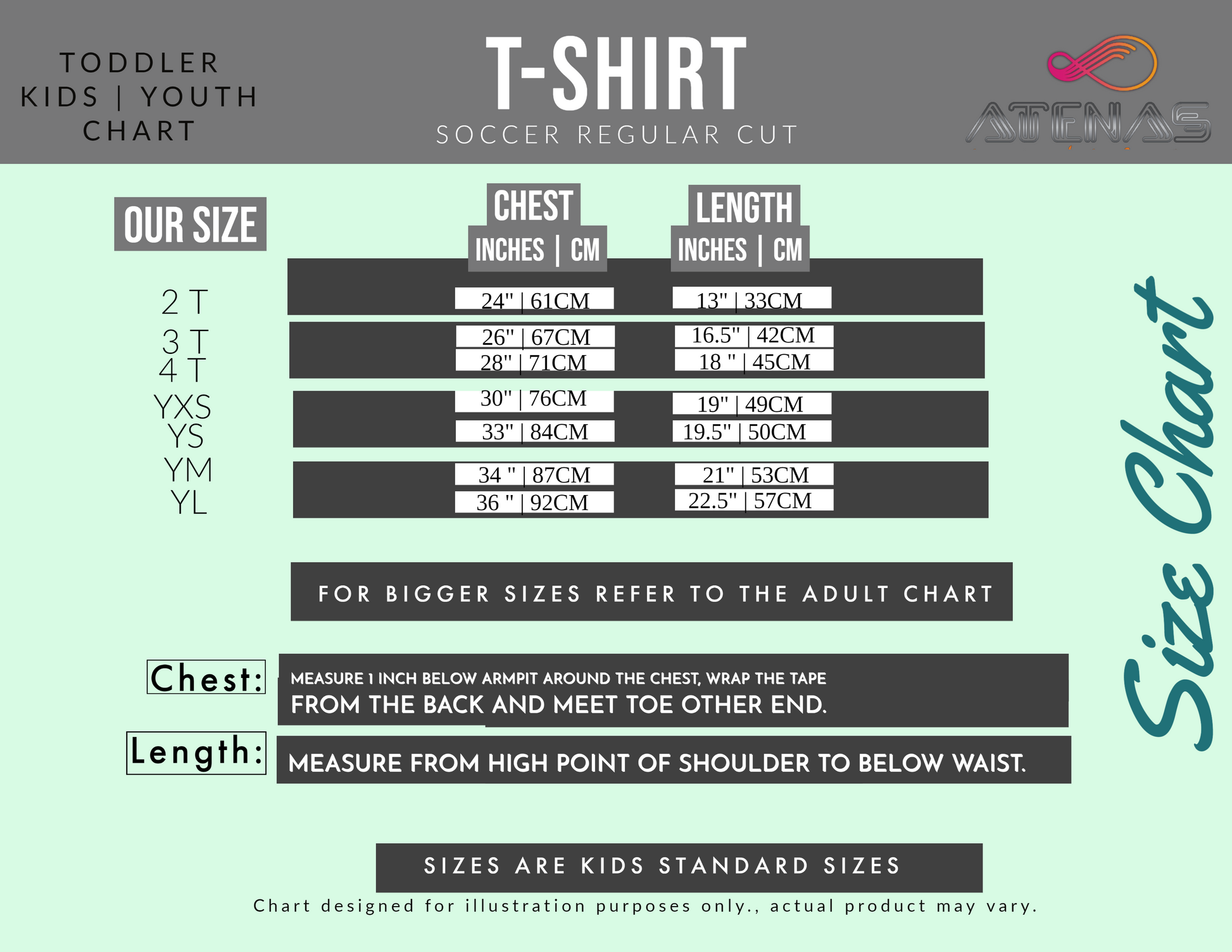 Size Chart T-shirts Kids 